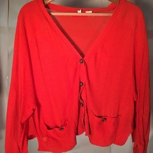 Orange Anthropologie crop cardigan L